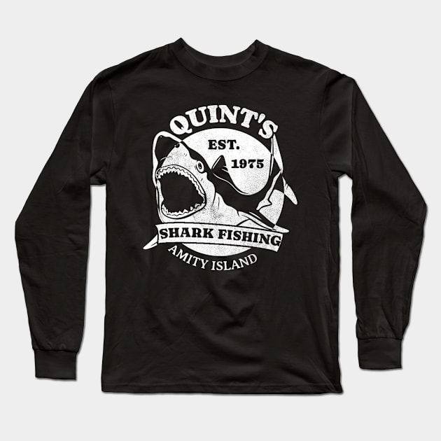 Quint’s Shark Fishing Est 1975 Amity Island Long Sleeve T-Shirt by denkanysti